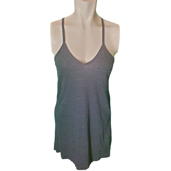 Chaser Slate Blue Jersey T-Shirt Dress Racerback Strappy Back Mini Dress Sz S - Picture 1 of 5